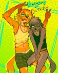 anthro blush boxers_(clothing) briefs clothing covering covering_crotch duo embarrassed male male/male midriff navel shirt tank_top tongue tongue_out topwear underwear papyuuno canid canine mammal hi_res