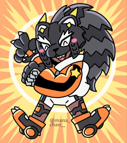 blush bottomwear chibi claws clothing female hair jacket mask paws ponytail raccoon_tail_hair shorts solo topwear mana_chan bandai_namco digimon digimon_beatbreak animal_humanoid bearcatmon digimon_(species) humanoid mammal mammal_humanoid procyonid procyonid_humanoid raccoon_humanoid hi_res