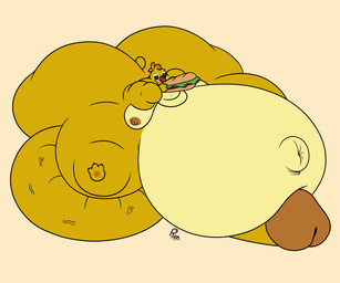 3_toes antennae_(anatomy) areola balls big_balls big_butt big_penis brown_areola brown_glans brown_nipples butt dipstick_antennae eating feet food genitals glans huge_balls huge_butt huge_penis humanoid_genitalia humanoid_penis hyper hyper_balls hyper_butt hyper_genitalia hyper_penis immobile male moobs morbidly_obese morbidly_obese_male multicolored_antennae navel nipples obese obese_male outie_navel overweight overweight_male penis sandwich_(food) small_tail solo submarine_sandwich tail toes vein yellow_body stronberry disney lilo_and_stitch reuben_(lilo_and_stitch) alien experiment_(lilo_and_stitch) 2024 6:5 absurd_res hi_res