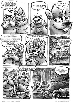 anthro armor bottomwear butt clothing dialogue duo happy headgear helmet male micro outside overweight overweight_male shorts text walking worried jwbalsley mammal murid murine rat rodent 2026 comic english_text hi_res monochrome