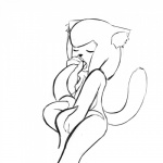 anthro breasts consentacles ear_tuft fellatio female oral penile sex simple_background small_breasts solo tentacles tuft young young_anthro jellymouse domestic_cat felid feline felis mammal 1:1 sketch