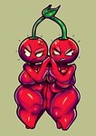 angry big_breasts breast_squish breasts cherry clenched_teeth cross-popping_vein duo featureless_feet feet female food frown fruit green_background hand_holding leaf navel nude plant pouting red_body short_stack simple_background squish teeth thick_thighs wide_hips sketchylimesliv electronic_arts plants_vs._zombies popcap_games cherry_bomb_(pvz) elemental_creature elemental_humanoid flora_fauna humanoid plant_humanoid hi_res sibling_(lore) twins_(lore)