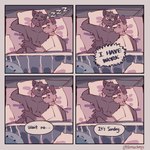anthro awake base_two_layout bed bedding blanket blush bodily_fluids content_repetition cuddling drooling duo four_frame_grid four_frame_image furniture grid_layout male male/male pillow plushie regular_grid_layout romantic romantic_couple saliva sleeping sound_effects text two_row_layout vowelless vowelless_sound_effect wide_eyed zzz hemuchang pots_(hemuchang) shin_(hemuchang) canid canine canis domestic_dog felid mammal 1:1 absurd_res comic english_text hi_res
