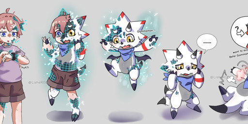 anthro blush bottomwear checkered_body claws clock clothing dialogue digivice five_frame_image five_frame_sequence growth horn horn_growth human_to_anthro kerchief lying male multi_frame_sequence neckerchief neckwear on_back open_mouth shirt short shorts shrinking simple_background size_transformation solo species_transformation t-shirt tail tail_growth text thought_bubble topwear transformation transformation_sequence transformation_through_technology watch white_background white_body wing_growth wings wireframe yellow_eyes lisher001 bandai_namco digimon betelgammamon digimon_(species) digital_creature gammamon human mammal scalie absurd_res english_text hi_res sequence