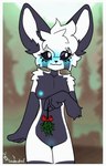anthro breasts female genitals glowing glowing_genitalia glowing_nipples nipples pussy size_difference slim small_breasts smaller_female solo sodaduv casper_(sodaduv) canid canine fennec_fox fox mammal true_fox animated