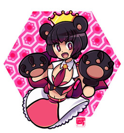 black_hair claws crown fangs female hair headgear looking_at_viewer open_mouth paws raised_paw red_eyes solo teeth garkarios yuri_kuma_arashi yurishiro_ginko animal_humanoid bear human humanoid mammal mammal_humanoid ursid_humanoid 2015 digital_drawing_(artwork) digital_media_(artwork) unavailable_at_source