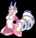 anthro big_tail breasts fangs female fluffy horn larva non-mammal_breasts solo tail teeth thick_thighs furbydemonic arthropod grub_(insect) insect alpha_channel hi_res