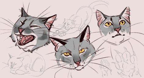 ambiguous_gender claws eyes_closed fangs feral inner_ear_fluff looking_at_viewer looking_up mouth_closed open_mouth pawpads pupils red_nose red_tongue simple_background slit_pupils solo stretching teeth tongue tuft unsigned whiskers white_inner_ear_fluff yellow_eyes justkiddinb domestic_cat felid feline felis mammal hi_res partially_colored sketch_page