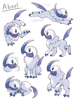 ambiguous_gender claws emanata eyes_closed fangs feral fur hair happy horn lying motion_lines open_mouth red_eyes simple_background sitting sleeping solo tail teeth text tongue white_body white_fur white_hair nekogyo122 nintendo pokemon absol generation_3_pokemon pokemon_(species) 2024 3:4 absurd_res english_text hi_res
