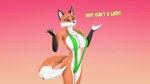 16:9 2022 3d_(artwork) 4k 5_fingers absurd_res alice_(gold97fox) alternate_version_at_source anthro black_body black_fur black_nose blue_eyes canid canine cheek_tuft chest_tuft clothing digital_media_(artwork) facial_tuft female fingers fox fur gold97fox green_clothing hi_res mammal orange_body orange_fur simple_background solo source_filmmaker_(artwork) text tuft white_body white_fur widescreen