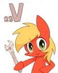 2015 4:5 big_macintosh_(mlp) blonde_hair blush earth_pony english_text equid equine feral friendship_is_magic green_eyes hair hasbro holding_object holding_tool horse joycall3 male mammal my_little_pony pony simple_background solo text tools vanadium wrench