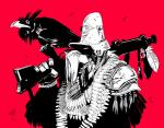 2017 absurd_res army avian bandolier beak bird clothed clothing corvid corvus_(genus) crow duo feathers feet gun hi_res male old_man oscine passerine ranged_weapon reaganlodge restricted_palette rifle talons toes weapon