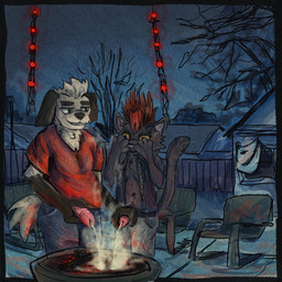 animal_genitalia animal_penis anthro assisted_peeing bodily_fluids chair circumcised clothed clothing duo embarrassed fire furniture genital_fluids genitals hand_on_penis hands_over_eyes holding_another's_penis holding_own_penis holding_penis humanoid_genitalia male male/male male_peeing night outside peeing peeing_outside peeing_together penetration penis penis_poking_out penis_through_fly smile smirk smoke steam urine urine_stream watersports yard kittee_mortis kittee_mortis_(character) canid canine canis domestic_cat domestic_dog felid feline felis mammal shih_tzu toy_dog 1:1 hi_res