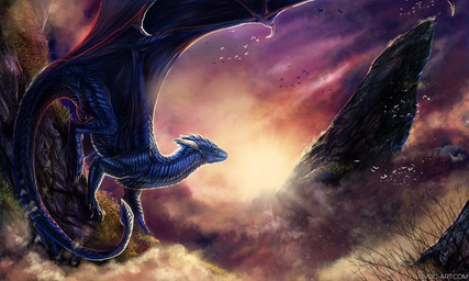 ambiguous_gender blue_body blue_scales day detailed_background detailed_scales feral horn membrane_(anatomy) membranous_wings moss nude outside plant scales sky smile solo sun tail wings isvoc european_mythology mythology dragon mythological_creature mythological_scalie scalie western_dragon 5:3 detailed digital_media_(artwork)