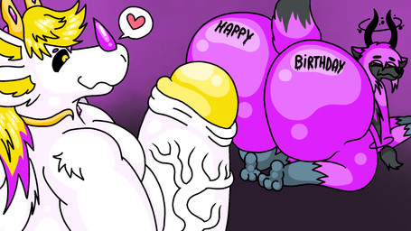 anthro big_butt big_penis birthday butt duo genitals horn huge_butt huge_penis hyper hyper_butt hyper_genitalia hyper_penis jewelry looking_at_another looking_at_butt male male/male necklace penis vein veiny_penis dahliathefox mythology liminal_(elysios) nyarky_(dahliathefox) bovid caprine caprine_demon deity demon dragon goat goat_demon mammal mythological_creature mythological_scalie scalie 16:9 hi_res widescreen