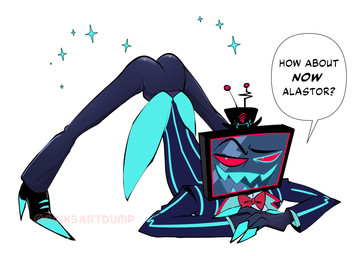 ass_up blue_body blue_eyes blue_skin bow_tie bubble_butt butt claws dialogue electronics finger_claws for_a_head jack-o'_pose male open_mouth open_smile pose red_sclera screen screen_face sharp_teeth simple_background smile solo teeth television text white_background zoot_suit pinksartdump hazbin_hotel hellaverse vox_(hazbin_hotel) demon demon_humanoid humanoid object_head screen_head tv_head 2024 artist_name digital_drawing_(artwork) digital_media_(artwork) english_text hi_res watermark