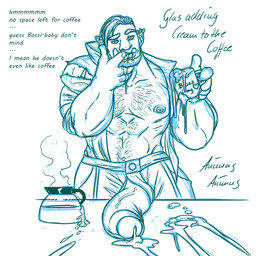 beard beverage big_penis bodily_fluids body_hair chest_hair clothing coffee cum cum_on_food cum_on_furniture cum_on_mug cum_on_table cum_taste facial_hair food food_fetish food_play genital_fluids genitals huge_penis humanoid_genitalia humanoid_penis male muscular muscular_humanoid muscular_male nipples not_furry penis solo text torn_clothing animasanimus glas humanoid orc 1:1 english_text