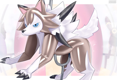 blue_eyes brown_latex claws clothing feralsuit glistening glistening_latex glistening_mask latex latex_clothing latex_mask latex_skinsuit male mask paws shaking shivering skinsuit solo suspension tight_clothing maguro27 nintendo pokemon generation_7_pokemon lycanroc midday_lycanroc pokemon_(species) hi_res