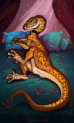 animal_genitalia aroused bedding bedroom blanket bodily_fluids claws cloaca female feral flower genital_fluids genitals looking_at_viewer lying on_side pillow plant pubic_boot quills_(anatomy) raised_leg rose_(flower) scales sickle_claw simple_background smile solo spread_legs spreading tail tailbutt tapering_tail thick_tail toe_claws vulva deltablackk dinosaur dromaeosaurid prehistoric_species reptile saurischian scalie theropod velociraptor absurd_res digital_media_(artwork) hi_res