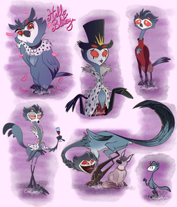 anthro beak bottomwear cape cape_only clothed clothing collar collar_only container cup drinking_glass feathers feral fur glass glass_container glass_cup group half-closed_eyes hat headgear headwear holding_container holding_cup holding_drinking_glass holding_glass holding_object holding_wine_glass looking_at_viewer male mostly_nude mouth_closed multi_eye multiple_styles narrowed_eyes nude open_mouth pants partially_clothed red_eyes shirt tail tail_feathers talking_to_viewer text tongue topwear wide_eyed wine_glass atimon bojack_horseman centaurworld disney hellaverse helluva_boss mythology netflix nickelodeon peanuts_(comic) pixar rocko's_modern_life up_(film) fen_(atimon) stolas_(helluva_boss) avian bird canid canid_demon canine demon hellhound mammal mythological_canine mythological_creature 2025 hi_res signature