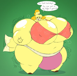anthro big_breasts big_bulge big_butt body_inflation breasts bulge butt growth gynomorph inflatable inflated_belly inflated_breasts inflated_butt inflation intersex overweight solo thick_thighs beeblimp jalpunny third-party_edit animal_crossing nintendo isabelle_(animal_crossing) canid canine canis domestic_dog mammal shih_tzu toy_dog 2025 color_edit colored hi_res
