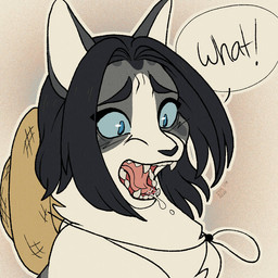 ambiguous_gender black_body black_fur black_hair black_markings black_nose blue_eyes blue_sclera clothing dialogue feral feral_with_hair feralized fur grey_body grey_fur grey_markings hair hat headgear headwear heart_nose heart_symbol markings shocked simple_background solo straw_hat stripes talking_feral white_body white_fur silveyytm attack_on_titan freida_reiss domestic_cat felid feline felis mammal 1:1 2020 female_(lore)