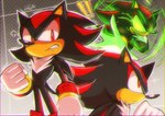 5_fingers angry anthro clothing dark_body fingers gloves glowing glowing_eyes handwear male multiple_poses pose red_eyes solo tuft just_icy sega sonic_the_hedgehog_(series) shadow_the_hedgehog eulipotyphlan hedgehog mammal hi_res signature