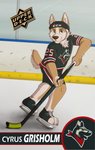 anthro blue_eyes bottomwear card_template claws clothing fur hockey hockey_card hockey_jersey hockey_player hockey_stick holding_object ice_rink ice_skates inside logo looking_at_viewer male multicolored_body multicolored_fur number short_sleeves short_tail shorts skating smile solo sport tail tan_body tan_fur tan_tail text trading_card trading_card_template two_tone_body two_tone_fur kutekittykatt canid canine canis domestic_dog herding_dog mammal pastoral_dog welsh_corgi character_name full-length_portrait hi_res portrait