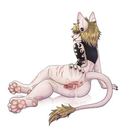 andromorph anthro asian bodily_fluids butt chibi cum cum_drip cum_in_vagina cum_inside dripping genital_fluids genitals intersex leg_scar light_body long_tail pale_skin pawpads paws scar solo spread_vulva spreading tail thigh_scar vaginal_fluids vulva young young_anthro de4dm1lk lars_(de4dm1lk) canid canine canis hybrid jackal mammal hi_res