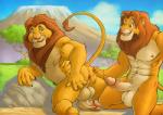 abs anthro anthrofied anus backsack balls brown_mane butt comic disney duo erection father_(lore) father_and_child_(lore) father_and_son_(lore) felid fur furryrevolution genitals glans grass humanoid_genitalia humanoid_penis imminent_sex incest_(lore) intraspecies lion male male/male mammal mane mufasa muscular nipples outside pantherine parent_(lore) parent_and_child_(lore) parent_and_son_(lore) pecs penis plant presenting presenting_hindquarters simba_(the_lion_king) sky son_(lore) the_lion_king tree vein yellow_body yellow_fur