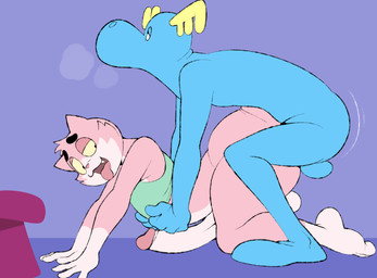 anal anal_penetration anthro anthro_on_anthro anthro_penetrated anthro_penetrating anthro_penetrating_anthro antlers balls big_butt big_penis blue_body blue_fur bottom_heavy bottomless bottomless_anthro bottomless_male butt clothed clothing doggystyle erection fangs femboy from_behind_position fur genitals half-closed_eyes horn huge_butt huge_penis humanoid_genitalia humanoid_penis male male/male male_penetrated male_penetrating male_penetrating_male narrowed_eyes open_mouth open_smile pear-shaped_figure penetration penile penile_penetration penis penis_in_ass pink_body pink_fur sex smile teeth thick_thighs tongue tongue_out vein veiny_penis wide_hips yellow_sclera conditional_dnp erobos happy_tree_friends lumpy_(htf) roz_(erobos) deer domestic_cat felid feline felis mammal moose new_world_deer