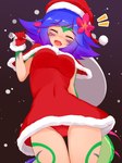 bag blue_hair blush christmas_clothing christmas_headwear clothed clothing costume eyes_closed female flower freckles gloves hair handwear hat headgear headwear holidays looking_down open_mouth panties plant red_clothing red_gloves red_handwear red_underwear reptile_tail santa_costume santa_dress santa_hat simple_background snow snowing solo underwear ayatori christmas league_of_legends riot_games tencent neeko_(lol) animal_humanoid humanoid reptile reptile_humanoid scalie scalie_humanoid vastaya 2022 digital_media_(artwork) hi_res