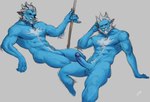 2023 abs anthro armpit_hair azwraith_the_phantom_lancer balls body_hair chest_tuft digital_drawing_(artwork) digital_media_(artwork) dota erection felid flaccid genitals happy_trail hi_res humanoid male mammal muscular muscular_anthro muscular_male pecs penis simple_background sitting solo spread_legs spreading tuft wowsibart