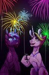 blue_eyes broken_horn duo eye_scar facial_scar female fireworks hooves horn night pink_eyes scar star inuhoshi-to-darkpen friendship_is_magic hasbro my_little_pony my_little_pony:_the_movie_(2017) mythology fire_flare_(mlp) tempest_shadow_(mlp) equid equine mammal mythological_creature mythological_equine unicorn hi_res