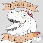 ambiguous_gender banner crown feral floral flower flower_crown flower_garland garland happy head_wreath headgear plant smile solo sparkles speech_scroll tongue tongue_out what noiz dinosaur prehistoric_species reptile scalie theropod tyrannosaurid tyrannosauroid tyrannosaurus tyrannosaurus_rex 1:1 line_art