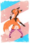 5_fingers anthro breasts feet female fingers fur genitals lgbt_pride orange_body orange_fur pride_colors pussy solo text toes transgender_pride_colors rukifox yumi_(yatofox) canid canine fox mammal 2021 digital_media_(artwork) hi_res url