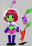 female green_body green_skin group hair not_furry pink_body plant red_body red_hair spacesuit unknown_artist mighty_milky_way nintendo pikmin wayforward luna_(mighty_milky_way) alien elemental_creature flora_fauna humanoid pikmin_(species) red_pikmin winged_pikmin colored crossover hi_res