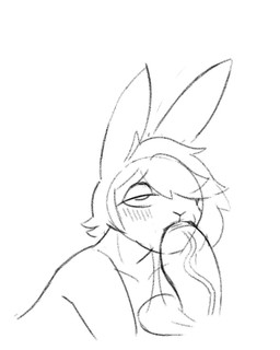 anthro bedroom_eyes big_penis blush blush_lines duo fellatio foreskin genitals male male/male narrowed_eyes oral penile penis seductive sex deedeebun lagomorph leporid mammal rabbit animated hi_res line_art short_playtime video
