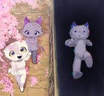 blue_ears blue_eyes bridge cherry_blossom duo earless eyebrows eyelashes female female/female flower fur grey_body grey_fur hand_hold hand_holding male male/female plant prunus_(flower) purple_ears purple_tail smile tail walking white_body white_fur yellow_sclera traffic_222222 neko_no_teach-kun oyasaioni9 brian_(neko_no_teach-kun) suzune_(neko_no_teach-kun) teach domestic_cat felid feline felis mammal hi_res