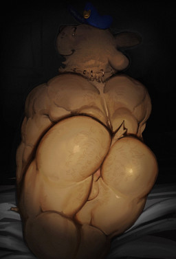 all_fours anthro anus backsack balls barely_visible_anus bed big_butt black_nose blue_clothing blue_hat blue_headwear body_hair butt butt_hair clothing for_a_head furniture genitals hat hat_only headgear headgear_only headwear headwear_only looking_back male mostly_nude mouth_closed muscular muscular_anthro muscular_male nude_humanoid nude_male on_bed perineum police police_hat rear_view small_tail smile solo tail laydai dog_man_(series) dog_man_(character) animal_head animal_humanoid canid canine canis domestic_dog humanoid mammal 2025 digital_drawing_(artwork) digital_media_(artwork) english_description hi_res
