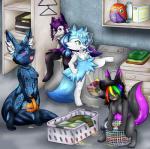 2018 absurd_res alternate_color anthro appliance big_breasts biped black_body black_fur black_nose blue_body blue_fur blush bodily_fluids braided_hair braixen breasts canid canine circuitry clothes_dryer clothing container detailed_background digital_drawing_(artwork) digital_media_(artwork) dirty_laundry dryer ear_tuft eevee eyes_closed eyewear fan_character female female_peeing fur generation_1_pokemon generation_6_pokemon genital_fluids genitals glasses group hair hi_res humanoid inside jex laundry laundry_basket laundry_machine laundry_room long_hair mammal multicolored_body multicolored_fur multicolored_hair nintendo nipples nude open_mouth peeing peeing_into_container peeing_on_clothing peeing_together pigtails pokemon pokemon_(species) purple_body purple_fur pussy rainbow_hair raven_eevee raveneevee sitting smile spread_legs spreading standing terra tide_pod tuft twin_braids two_tone_body two_tone_fur urine washing_machine watersports wet wet_clothing white_body white_fur