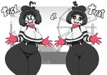 anthro breasts cleavage clothed clothing cosplay duo female mime open_mouth open_smile smile thick_thighs jhenightfox animal_crossing mime_and_dash nintendo derpybelle isabelle_(animal_crossing) canid canine canis domestic_dog mammal 2022 absurd_res hi_res