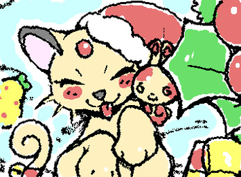 :3 ambiguous_feral ambiguous_gender blue_background blush christmas_clothing christmas_headwear closed_smile clothing eyelashes eyes_closed feral forehead_gem gem grey_nose hat headgear headwear holidays holly_(plant) mouth_closed paws pink_inner_ear plant raised_paw red_blush santa_hat simple_background smile solo squigglevision tail tan_body tongue tongue_out ligma_(artist) christmas nintendo pokemon generation_1_pokemon generation_3_pokemon inanimate_object persian_(pokemon) pokemon_(species) spinda 2025 animated digital_media_(artwork) flat_colors low_res wigglypaint_(artwork)