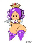 bedroom_eyes blush brooch clothing crown featureless_crotch female gloves hair half-closed_eyes handwear headgear insect_wings narrowed_eyes not_furry nude purple_eyes purple_hair seductive short_stack simple_background smile solo white_background wide_hips wings gray_impact mario_bros nintendo super_mario_3d_world sprixie_princess humanoid sprixie 2015 3:4