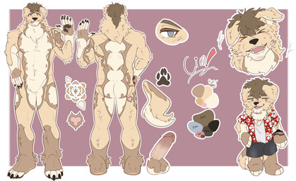 anthro brown_hair chibi circumcised disembodied_penis fur genitals gesture hair male muscular muscular_anthro muscular_male penis simple_background smile smiling_at_viewer solo tan_body tan_fur waving yellow_body yellow_fur mintbnuy wintergreenbndy cinn_(mintbnuy) bird_dog canid canine canis domestic_dog golden_retriever hunting_dog mammal retriever absurd_res hi_res model_sheet