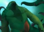 anthro biceps erection genitals green_body grin looking_at_viewer looking_down male muscular muscular_anthro muscular_male navel nude penis smile solo tentacles yellow_eyes fundles dota fishbook5 valve leviathan_the_tidehunter scalie 2014 4:3