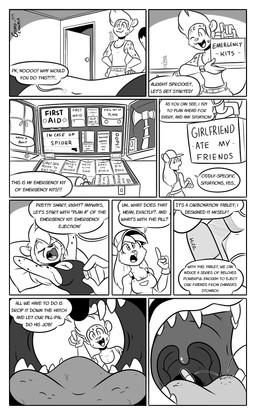 anthro anthro_pred breasts cleavage clothed clothed_anthro clothed_female clothed_male clothing dialogue drugs extreme_size_difference female female_pred first_aid_kit fully_inside group male medical_instrument midriff open_mouth pills reverse_mouth_shot scientific_instrument size_difference sleeping teeth text tongue trio uvula vore gizmochinasa chinasa_lopp gizmo_(gizmochinasa) sprocket_(gizmochinasa) cheetah felid feline gerbil mammal murid pantherine rodent snow_leopard 2019 comic dated digital_drawing_(artwork) digital_media_(artwork) english_description english_text greyscale hi_res monochrome signature