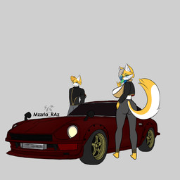 anthro big_breasts big_butt bra breasts butt car clothed clothing crown dessert duo exposed_bra exposed_underwear eyewear female food fur glasses grey_hair hair headgear hoodie ice_cream jacket lixian_azernia looking_at_viewer looking_back male male/female popsicle raised_tail red_vehicle rixian_azernia round_glasses side_swipe_hair simple_background smile smug_face smug_grin sports_car sucking tail text topwear translucent translucent_clothing translucent_thigh_highs underwear vehicle vintage_car white_body white_fur yellow_body yellow_fur mzzrlaraz datsun nissan canid canine fox mammal 1:1 absurd_res digital_media_(artwork) hi_res