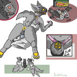 4_toes anal anal_penetration animal_genitalia animal_penis anthro anus ball_gag canine_genitalia canine_penis chastity_cage chastity_device chastity_strap collar cum_while_chaste duo egg egg_in_ass egg_insertion feet flat_chastity_cage fur gag genitals grey_body grey_fur knot knotted_penis knotting leash machine male male/male metal_chastity_cage nub_chastity_cage pawpads penetration penile penis pillow pink_chastity_cage red_penis sex_toy sleeping sound_effects toes tongue tongue_out vibrator vibrator_on_chastity_cage vibrator_on_penis vowelless vowelless_sound_effect wand_vibrator wearing_collar yellow_anus yellow_pawpads yellow_penis zzz booperfloofer protogen 1:1 hi_res