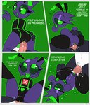 2_antennae 4_fingers 4_panel_comic abdominal_bulge ahegao antennae_(anatomy) anthro anthro_on_anthro anthro_penetrated anthro_penetrating anthro_penetrating_anthro black_body black_fur black_legs blush blush_lines bodily_fluids border butt butt_grab butt_squish clitoris countershade_torso countershading crotch_tuft cum cum_from_pussy cum_in_pussy cum_inside duo erection exclamation_point eyelashes faceless_character faceless_male female female_anthro female_focus female_penetrated fingers floating_hands floating_head from_front_position fur genital_fluids genitals glistening glistening_eyelids glistening_eyes glistening_genitalia glistening_penis green_antennae green_background green_blush green_clitoris green_eyes green_heart green_inner_pussy green_markings green_mouth green_outline green_sclera green_tongue half-closed_eyes hand_on_another's_butt hand_on_butt hand_on_cheek hands_on_own_cheeks heart_(marking) heart_symbol humanoid_genitalia humanoid_penis humanoid_pussy interspecies looking_back looking_pleasured male male/female male_anthro male_penetrating male_penetrating_female markings narrowed_eyes navel one_eye_half-closed outline penetration penis pink_penis purple_body purple_eyelids purple_pussy pussy pussy_juice_on_balls pussy_juice_on_penis sex simple_background solo_focus squish text tongue tongue_out tuft vaginal_fluids vein veiny_penis white_body white_border white_countershading white_fur white_text white_tuft yes-no_question defunctumbra mal-re_(zaldenvire) umbra_(defunctumbra) arthropod computer_virus_(species) digital_creature domestic_cat felid feline felis insect mammal 2023 absurd_res comic digital_media_(artwork) digital_painting_(artwork) english_text hi_res